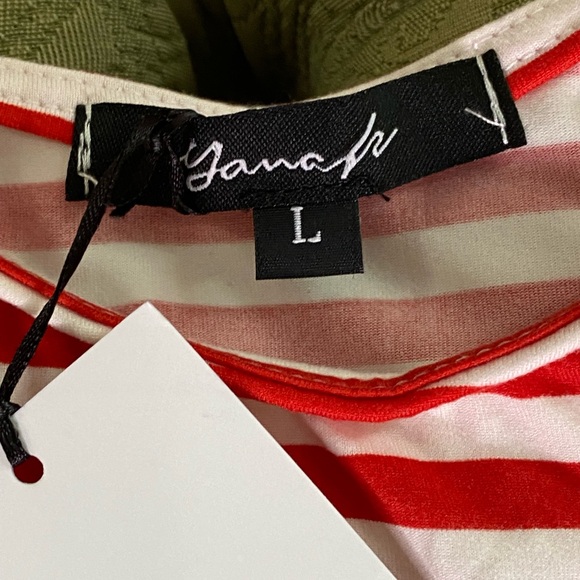 Yana K Ava Tank Top Red/White Stripes Size Large NWT - Picture 2 of 6